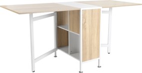 Mesa Dobrável (CADEIRAS NÃO INCLUIDAS) de Arrumação 4 Prateleiras para Sala de Jantar Sala de Estar Mesa Auxiliar de Madeira 169x62x75 cm Carvalho e B