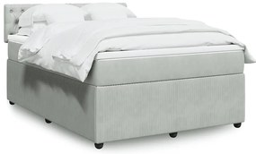 vidaXL Cama com molas/colchão 140x200 cm veludo cinzento-claro