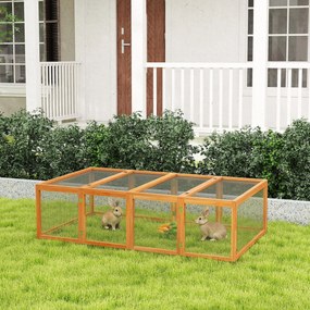 Gaiola para coelhos para interior e exterior 181 x 100  x 48  cm, com 2 portas superiores, em madeira maciça castanha