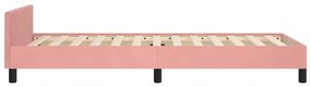Estrutura cama c/ cabeceira sem colchão 90x200 cm veludo rosa
