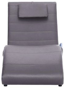 Chaise longue de massagem c/ almofada couro artificial cinzento