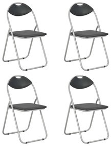 vidaXL Cadeiras de jantar dobráveis 4 pcs couro artificial preto