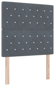 Cama Box Spring com Colchão Cinza Escuro 90x200 cm em Veludo