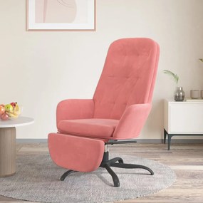 vidaXL Cadeira de descanso com apoio de pés veludo rosa