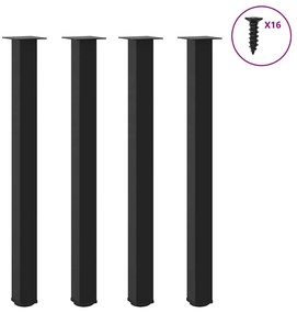 Pés para mesa de bar 4 peças, preto, 110-112 cm, aço