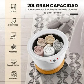 Aquecedor de toalhas 35,5 x 33 x 47 cm em forma de cubo Capacidade 20 L com suporte para fragrâncias Aquecedor portátil para spa com desligamento auto