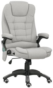 Vinsetto Cadeira de escritório com massagem e aquecimento, cadeira de escritório com altura ajustável, encosto reclinável e controle remoto cinza | Aosom Portugal