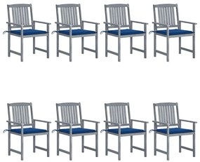 vidaXL Cadeiras de jardim c/ almofadões 8 pcs acácia maciça cinzento