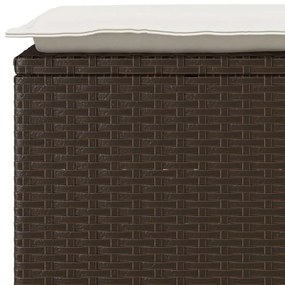 Banco de jardim com almofadão 110x40x44 cm vime PE castanha