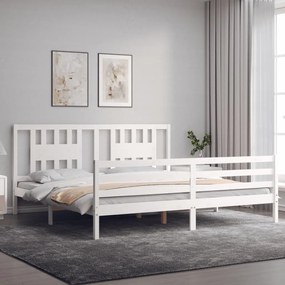 Estrutura cama Super King Size c/ cabeceira madeira branco