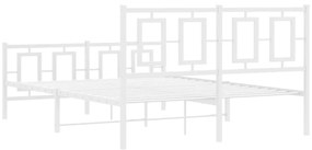 Estrutura de cama com cabeceira e pés 140x200 cm metal branco