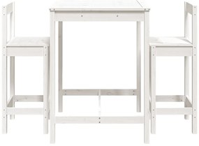 3 pcs conjunto de bar para jardim pinho maciço branco