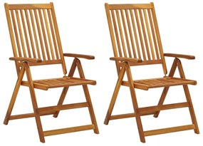 Cadeiras jardim reclináveis c/ almofadões 2 pcs acácia maciça