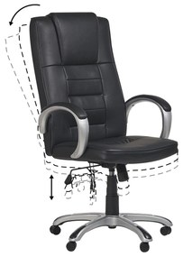 Cadeira de escritório com função de massagem em pele sintética preta GRANDEUR II Beliani