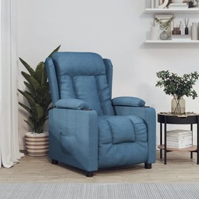 vidaXL Poltrona reclinável tecido azul