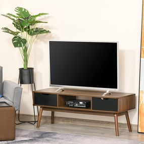 Suporte de TV para TV de 50 "com 2 gavetas e compartimento aberto Estilo Moderno 122x39x46 cm Marrom