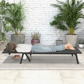 Espreguiçadeira de jardim ao ar livre, encosto ajustável de 5 posições com furo facial e travesseiros de cabeça para praia, pátio, terraço, preto