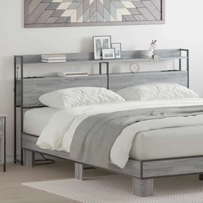 vidaXL Cabeceira de armazenamento com cabeceira Sonoma cinzento 200 cm