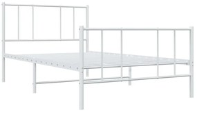 Estrutura de cama com cabeceira e pés 100x190 cm metal branco