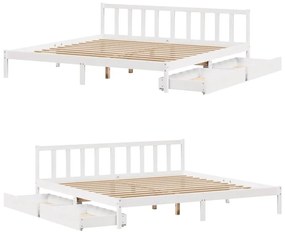Cama sem colchão 200x200 cm madeira de pinho maciça branco
