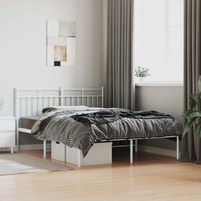 373740 vidaXL Estrutura de cama com cabeceira 140x190 cm metal branco