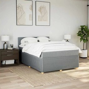 Cama com molas/colchão 140x200 cm tecido cinzento-claro