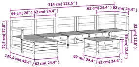 7 pcs conjunto lounge de jardim pinho maciço