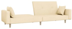Sofá-cama 2 lugares com duas almofadas tecido cor creme