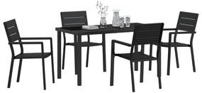 Conjunto de Jantar de 5 Peças Preto HDPE