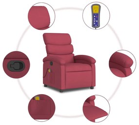 Poltrona de massagens reclinável tecido vermelho tinto