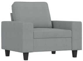 Poltrona com apoio de pés 60 cm tecido cinzento-claro