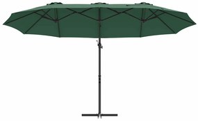 Guarda-sol cantilever de jardim Verde 372 x 198 x 253 cm