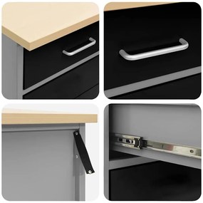 Conjunto de 7 Peças de Banco de Trabalho em Aço Preto