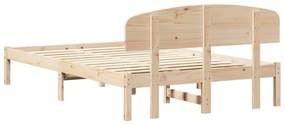 Estrado de Cama com Cabeceira 120x190 cm Madeira Sólida de Pinho