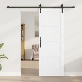 Porta Deslizante vidaXL com Conjunto de Ferragens Branca 73,5x198,5 cm