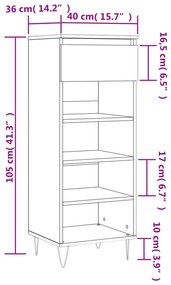 Sapateira Vera - Com 1 Gaveta e 4 Prateleiras - - Cor Branco - 40x36x1