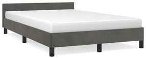 Estrutura de cama c/ cabeceira 120x190 cm veludo cinza-escuro
