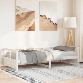 vidaXL Sofá-cama sem colchão 90x200 cm madeira de pinho maciça branco