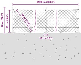 Cerca de Cadeia com 13 postes flangeados 0.6x25 m Aço Galvanizado