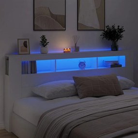 Cabeceira de Cama Giancarlo com Luzes LED - 220cm - Branco - Design Mo