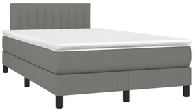 Cama box spring c/ colchão e LED 120x190 cm tecido cinza-escuro