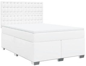Cama com molas/colchão 140x190 cm couro artificial branco
