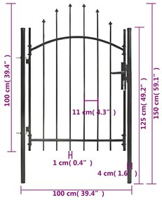 Portão de jardim 1x1,5 m aço preto