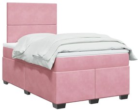 Cama boxspring com colchão 120x190 cm veludo rosa