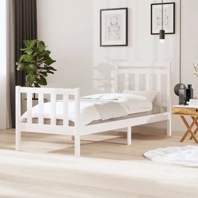 Estrutura cama solteiro 90x190 cm madeira maciça branco