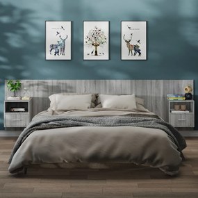 vidaXL Mesas de cabeceira montagem na parede 2 pcs cinzento sonoma
