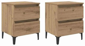 Armários de Cama 2 pcs Carvalho Artesanal 40x35x50 cm Madeira de Engen