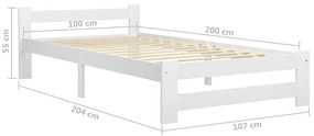 Estrutura de cama 100x200 cm pinho maciço branco