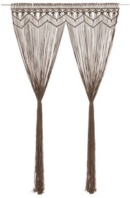 vidaXL Cortina em macramé 140x240 cm algodão cinzento-acastanhado