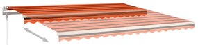 Toldo retrátil automático com postes 4,5x3,5 m laranja/castanho